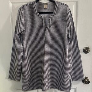 Duluth Trading Co Black and White Striped Top